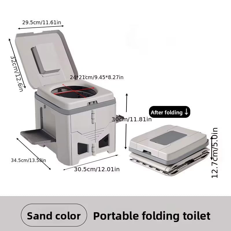Foldable Portable Toilet for Car & Camping - Emergency Outdoor Stool with Odor-Proof Design, Adult Travel Toilet