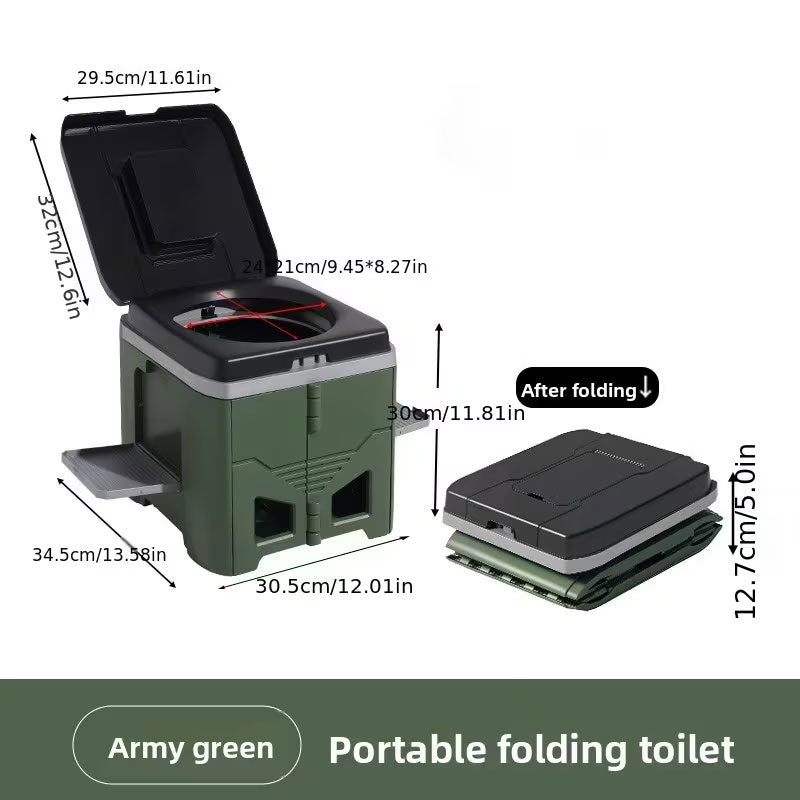 Foldable Portable Toilet for Car & Camping - Emergency Outdoor Stool with Odor-Proof Design, Adult Travel Toilet