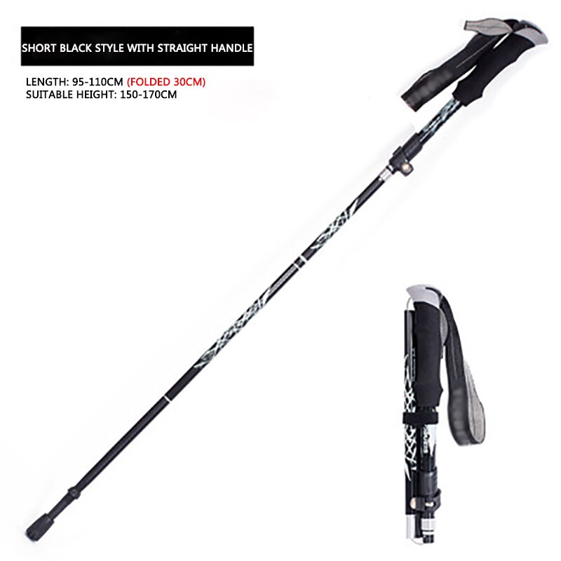 Alpine stick aluminum alloy folding ultra light and ultra short telescopic outdoor hand stick walking mountain with 5 poles