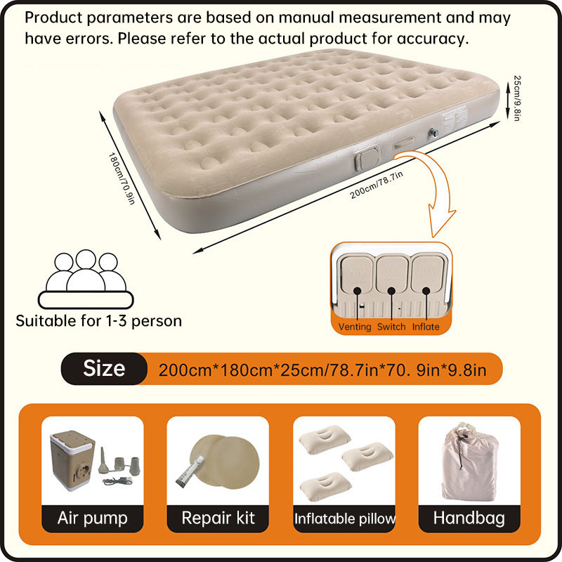 One-Touch Self-Inflating Air Mattress with Built-in Pump – Portable, Moisture-Resistant Camping & Travel Air Bed